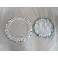 RELISTED - TWO VINTAGE HAND CROCHETED AND BEADED DOILIES IN EXCELLENT CONDITION