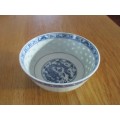 VINTAGE BOWL WITH TRANSLUSCENT RICE GRAIN PATTERN AND CENTER DRAGON - SIGNED