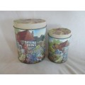 A SET OF TWO PRETTY COTTAGE-STYLE TINS