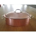 RARE VINTAGE BONGUSTO, ITALY COPPER LIDDED CASSEROLE DISH WITH BRASS HANDLES - GREAT CONDITION