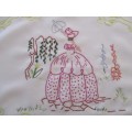 HAND EMBROIDERED CLOTH WITH OLDE WORLDE LADY IN GARDEN