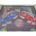 Thailand Hand painted cloth art - framed
