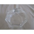 A NICE-SIZED OCTAGONAL ARCOROC, FRANCE CLEAR GLASS TRINKET HOLDER WITH LID
