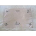 UNUSUAL VINTAGE  HAND EMBROIDERED CLOTH WITH SCENES OF PARIS