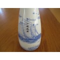 ATTRACTIVE BLUE AND WHITE LIDDED SAKI DECANTER - SIGNED