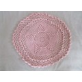 TWO PRETTY PINK HAND CROCHETED ROUND CLOTHS