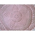 TWO PRETTY PINK HAND CROCHETED ROUND CLOTHS