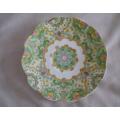 TWO VINTAGE 1930`s ROYAL ALBERT `PAISLEY SHAWL` SAUCERS TO DISPLAY - ONE WITH STAND, ONE WITH HANGER