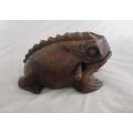 LARGE VINTAGE THAILAND WOODEN LUCKY FROG GUIRO RASP MUSICAL PERCUSSION INSTRUMENT