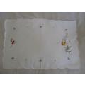 RECTANGULAR EMBROIDERED CLOTH WITH PRETTY ROSE DESIGN AND SCALLOPED EDGE