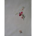 RECTANGULAR EMBROIDERED CLOTH WITH PRETTY ROSE DESIGN AND SCALLOPED EDGE