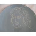 SIMPLY BEAUTIFUL - GLAZED CERAMIC ART DISPLAY PLATE WITH FACE (PLUS WALL HANGER)