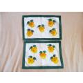 TWO PRETTY REVERSABLE MATERIAL PLACEMATS WITH YELLOW ROSES