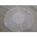 VINTAGE ROUND  CLOTH WITH WIDE HAND CROCHETED BORDER