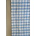 A VINTAGE, OLD FASHIONED WELL MADE BLUE AND WHITE CHECK RUNNER