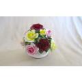 VERY LARGE, DELICATE  HEALACRAFT FINE BONE CHINA, ENGLAND FLORAL POSY IN BASKET - GREAT CONDITION