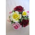 VERY LARGE, DELICATE  HEALACRAFT FINE BONE CHINA, ENGLAND FLORAL POSY IN BASKET - GREAT CONDITION