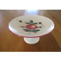 BEAUTIFUL VINTAGE ITALIAN PEDESTAL CAKE STAND WITH HAND PAINTED ROSE DESIGN