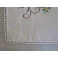 VINTAGE HAND EMBROIDERED CLOTH WITH PRETTY CROSS STITCH AND HAND EMBROIDERED BORDER