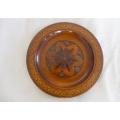 LOVELY VINTAGE CARVED AND INLAID WOODEN DISPLAY PLATE
