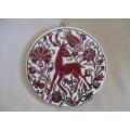 WINSOME AND CHARMING - HAND MADE AND PAINTED GRECIAN CERAMIC WALL  PLAQUE - IBISCUS KERAMIK, GREECE