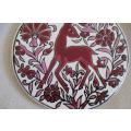 WINSOME AND CHARMING - HAND MADE AND PAINTED GRECIAN CERAMIC WALL  PLAQUE - IBISCUS KERAMIK, GREECE