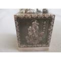 VINTAGE GILDED METAL CHINESE FOO LION SEAL/STAMP WITH JADE BASE STILL IN ORIGINAL BOX