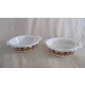 FOR THE GENUINE PYREX COLLECTOR - TWO RARE  JAJ, ENGLAND PYREX DISHES