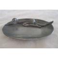 VINTAGE CARROL BOYES PEWTER SOAP DISH WITH NUDE LADY