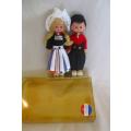 Hand made in Volendam - Two small vintage Dutch dolls to display still in original box