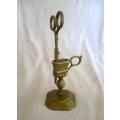 Very rare - vintage/antique solid brass wick scissors candle snuffer with stand