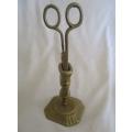 Very rare - vintage/antique solid brass wick scissors candle snuffer with stand