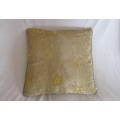 Embroidered satin old gold Indian cushion with sequins - great condition