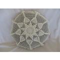 A small vintage hand crocheted cushion - expertly crocheted