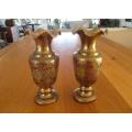 Two large antique solid brass vases - made in India and wonderfully looked after