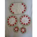 A set of five cloths - appliqued and embroidered with pretty Dutch tulips
