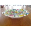 Large hand painted bowl with cheerful floral design