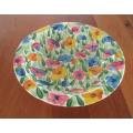 Large hand painted bowl with cheerful floral design