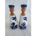Cute African themed ceramic salt and pepper shakers with pretty butterflies - excellent condition