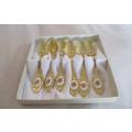 Set 1 - For PhiStr9436 only -six Eetrite 24ct gold plated Royal Albert Teaspoons in box - Moss Rose