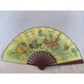 Exceptional vintage chinese hand painted (signed) silk and wood hand held fan