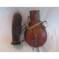 Rare find 2 - Vintage authentic Samburu, North Kenya gourd and leather water bottle & drinking gourd