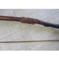 Rare find 3 - Vintage authentic hand made Maasai wooden bow, gourd quiver & three hand forged arrows