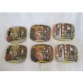 Six quality Worcester ware Savoy Cocktail Mats/Coasters depicting paintings by Dutch Masters
