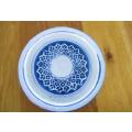Beautiful vintage blue and white art pottery plate by South African ceramist, Joy Webber