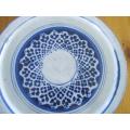 Beautiful vintage blue and white art pottery plate by South African ceramist, Joy Webber