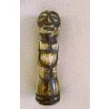 Two very old carved bone Luba/Songwe, Congo potion holders/talismans with original stoppers