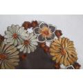 Unusual and lovely embroidered round brown cloth
