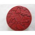 Lovely 20th century Chinese round cinnabar and black lacquered trinket box