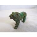 Detailed hand carved lion - green stone